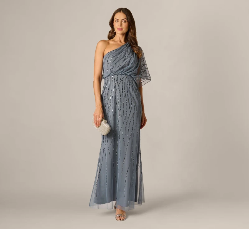 Adrianna Papell Draped One Shoulder Dress