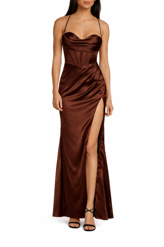 B. Darlin Spaghetti Strap Corset Side Shirred Dress