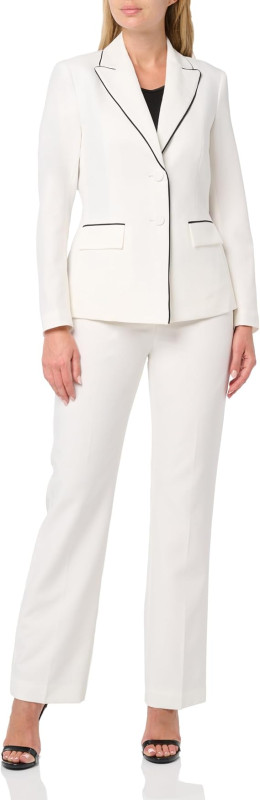 Le Suit Women's Piping & Kate Pant, Vanilla ICE/Black